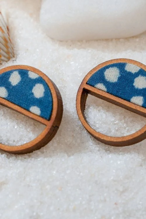 WHE Indigo Blue Repurposed Fabric And Wood Stud - Image 8