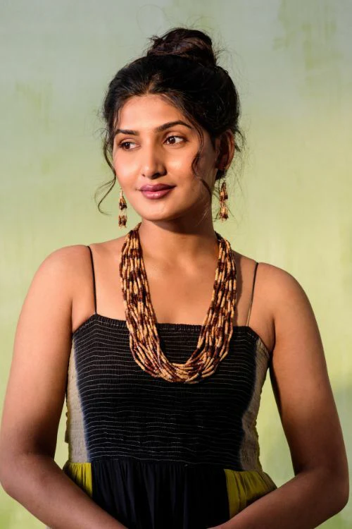 WHE Multilayer Jute, Wooden Beads Earrings - Image 3