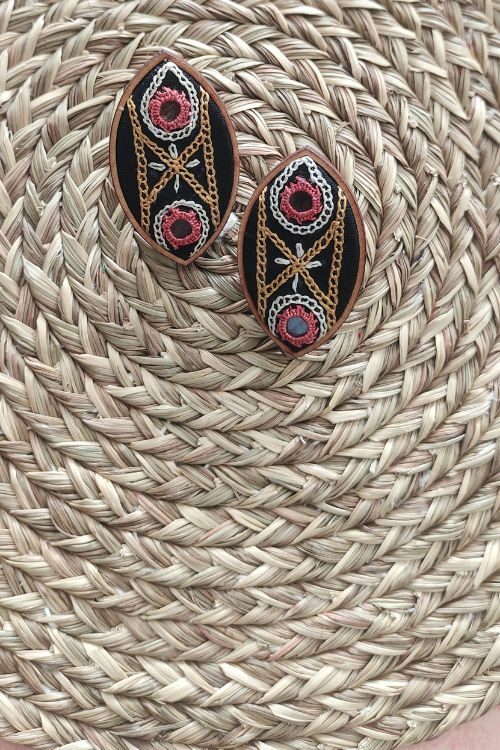 WHE Pink Hand Embroidered Studs