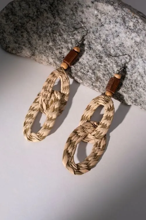 WHE Sabai Grass Handweaving Loop Earrings