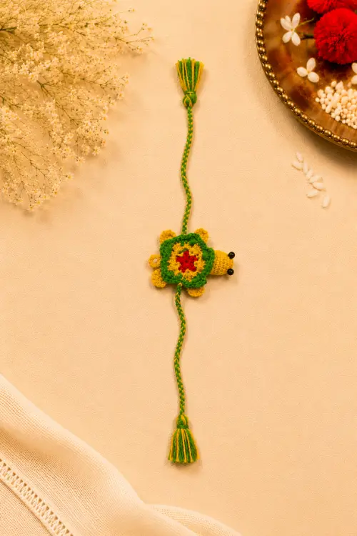 WHE Set Of 2 Handmade Crochet Turtle & Owl Rakhi Combo - Image 3