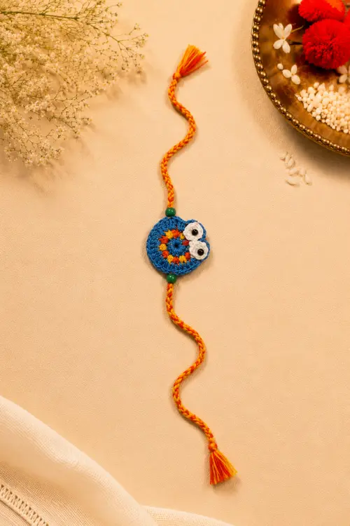 WHE Set Of 2 Handmade Crochet Turtle & Owl Rakhi Combo - Image 5