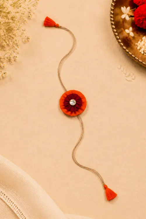 WHE Set Of 2 Handmade Fabric Flower Rakhi Combo - Image 4
