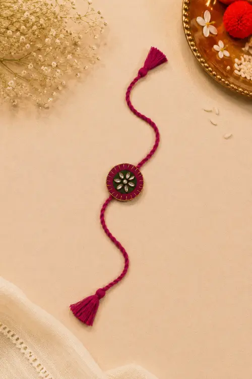 WHE Set Of 2 Handmade Kundan Rakhi Combo - Image 4