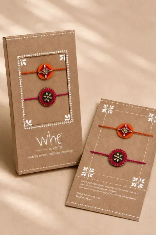 WHE Set Of 2 Handmade Kundan Rakhi Combo - Image 5