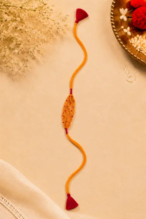 WHE Set Of 2 Handmade Yellow Crochet Rakhi Combo - Image 5