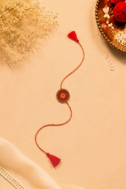 WHE Set Of 2 Orange Handmade Crochet Rakhi Combo - Image 3