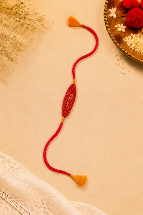 WHE Set Of 2 Orange Handmade Crochet Rakhi Combo - Image 5