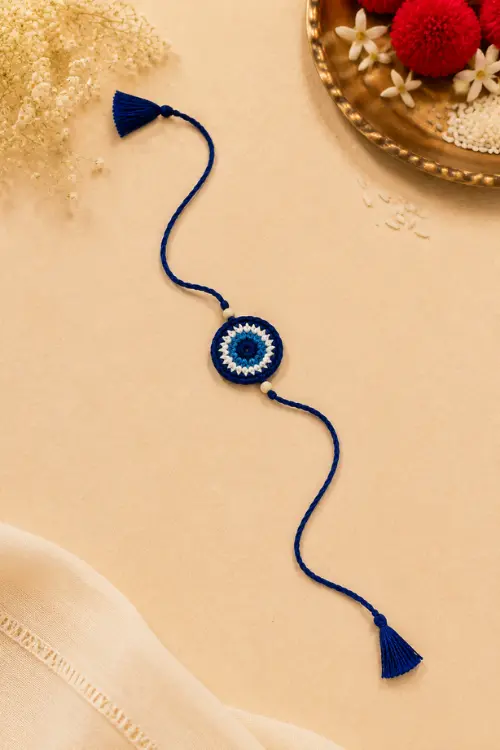 WHE Set Of Handmade Crochet Unicorn & Evil Eye Rakhi Combo - Image 5