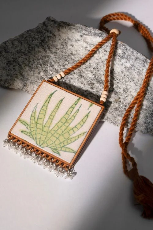 WHE Two In One Floral Pink And Green Square Repurposed Fabric And Wood Pendant - Image 17