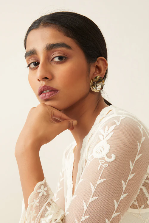 Whe White 'Floral' Mother Of Pearl Stud - Image 2