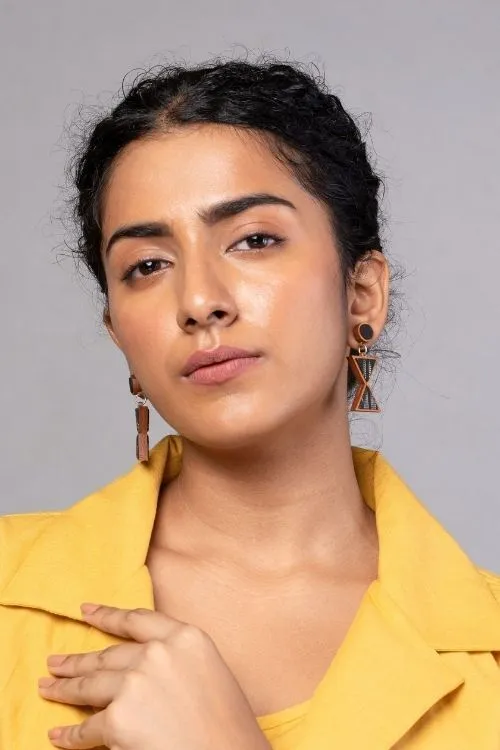 WHE Worli Inspired Black Repurposed Fabric And Wood Earrings - Image 3