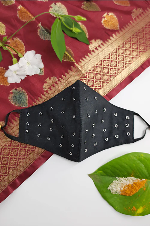 Whe by abira black festive embroidered mask