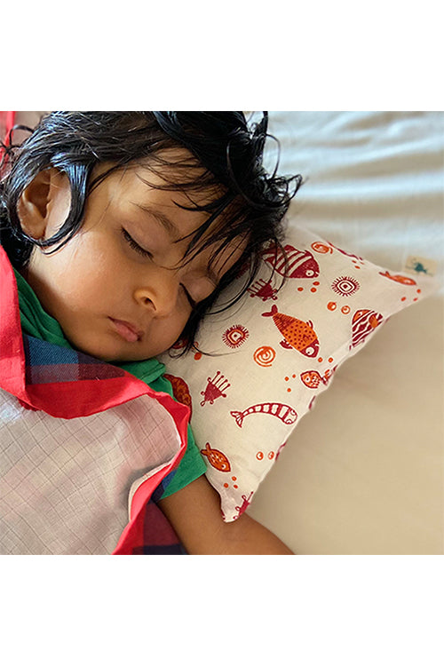 Whitewater Kids Gift Set - Organic Fish Print Kapok Pillow with Maracas - Image 4
