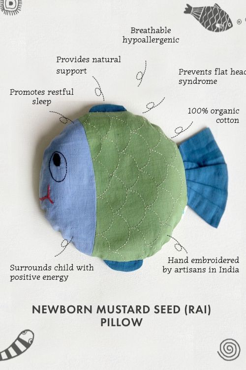 Whitewater Kids Newborn Gift Set - Organic Fish Mustard Seed Pillow with Maracas - Image 5