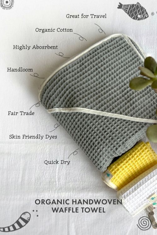 Whitewater Kids Organic Waffle Hooded Towel Set - Grey - Image 5