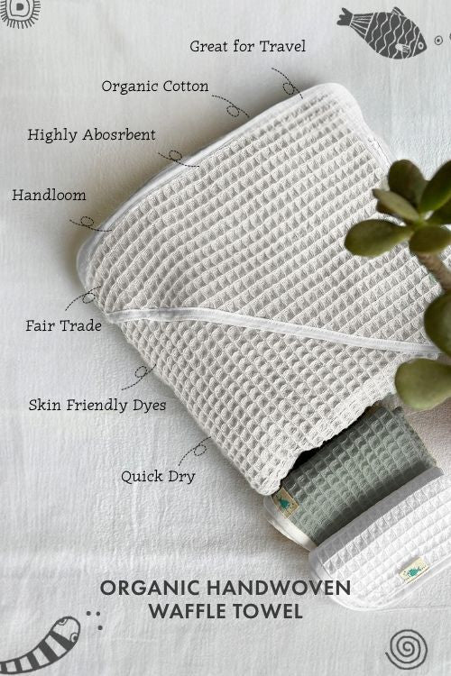 Whitewater Kids Organic Waffle Hooded Towel Set - Natural - Image 3