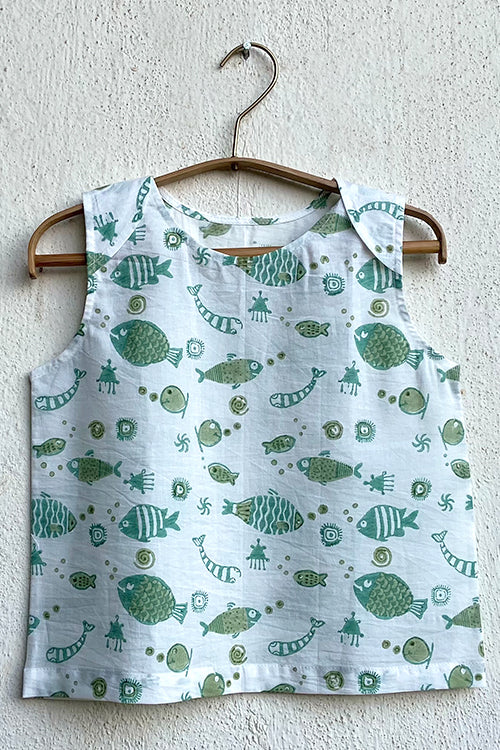 Whitewater Kids Unisex Organic Koi Mint Jhabla with Mint Pants - Image 2