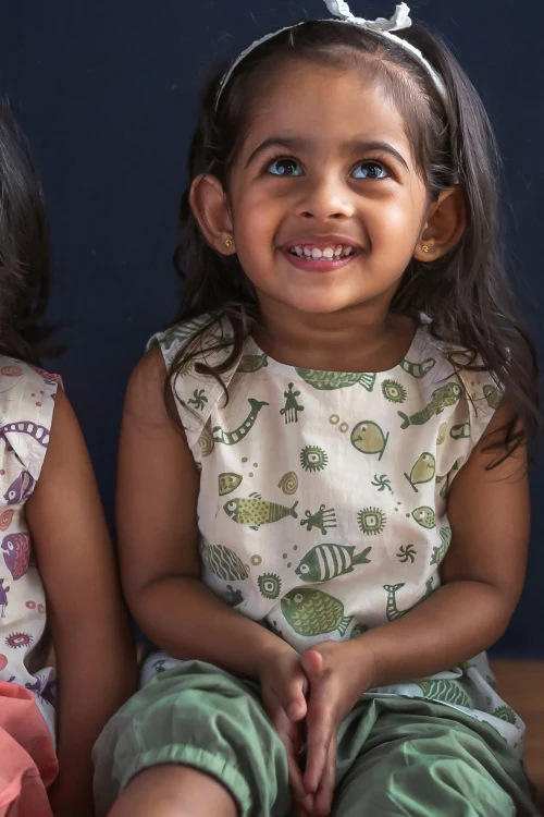 Whitewater Kids Unisex Organic Koi Mint Jhabla with Mint Pants - Image 6