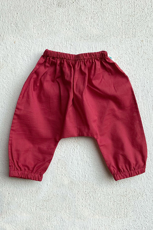 Whitewater Kids Unisex Organic Koi Peach Jhabla With Red Pants - Image 4