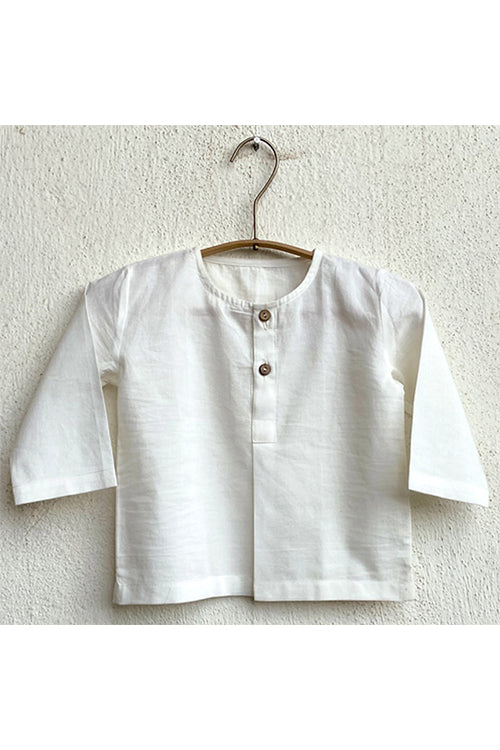 Whitewater Kids Unisex Organic White Kurta Top With Zoo Print Indigo Pants - Image 3