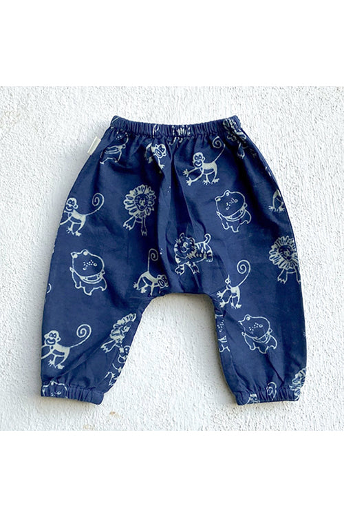 Whitewater Kids Unisex Organic White Kurta Top With Zoo Print Indigo Pants - Image 4