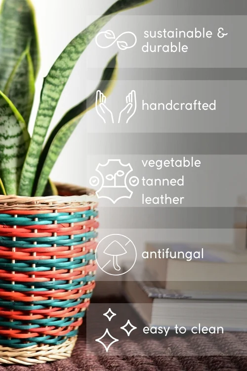 Kadam Haat Wicker Table Planter - Multicolour - Image 6