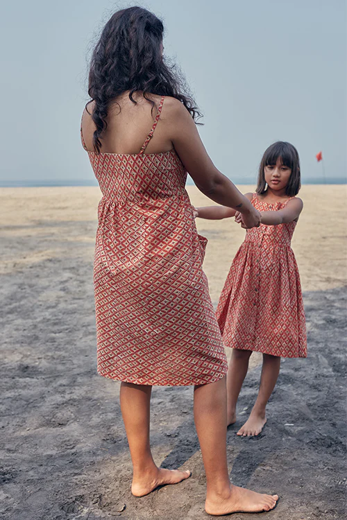 Okhai 'Wonder' Hand Block Printed Pure Cotton Sleeveless Dress - Image 4