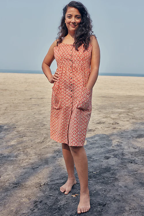Okhai 'Wonder' Hand Block Printed Pure Cotton Sleeveless Dress - Image 6