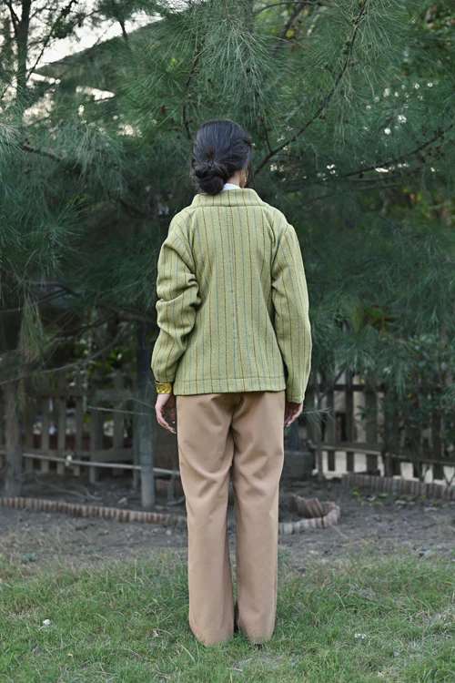 Rangsutra Handwoven Woolen Green Full Sleeve Jacket - Image 4
