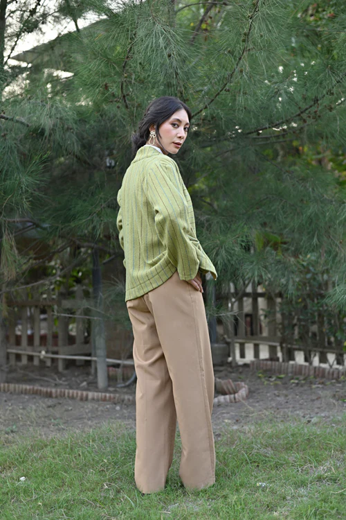 Rangsutra Handwoven Woolen Green Full Sleeve Jacket - Image 5