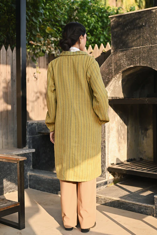 Rangsutra Handwoven Woolen Olive Full Sleeve Jacket - Image 5