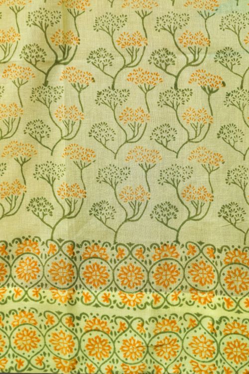 Sooti Syahi Yellow Yarrow Hand Block Printed Door Curtain - Image 5