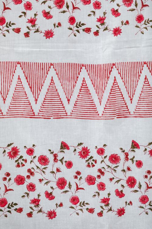 Sooti Syahi Zig Zag Ruby Crush Hand Block Printed Door Curtain - Image 4