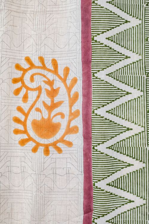Sooti Syahi Zigzag Sunburst Hand Block Printed Window Curtain - Image 4
